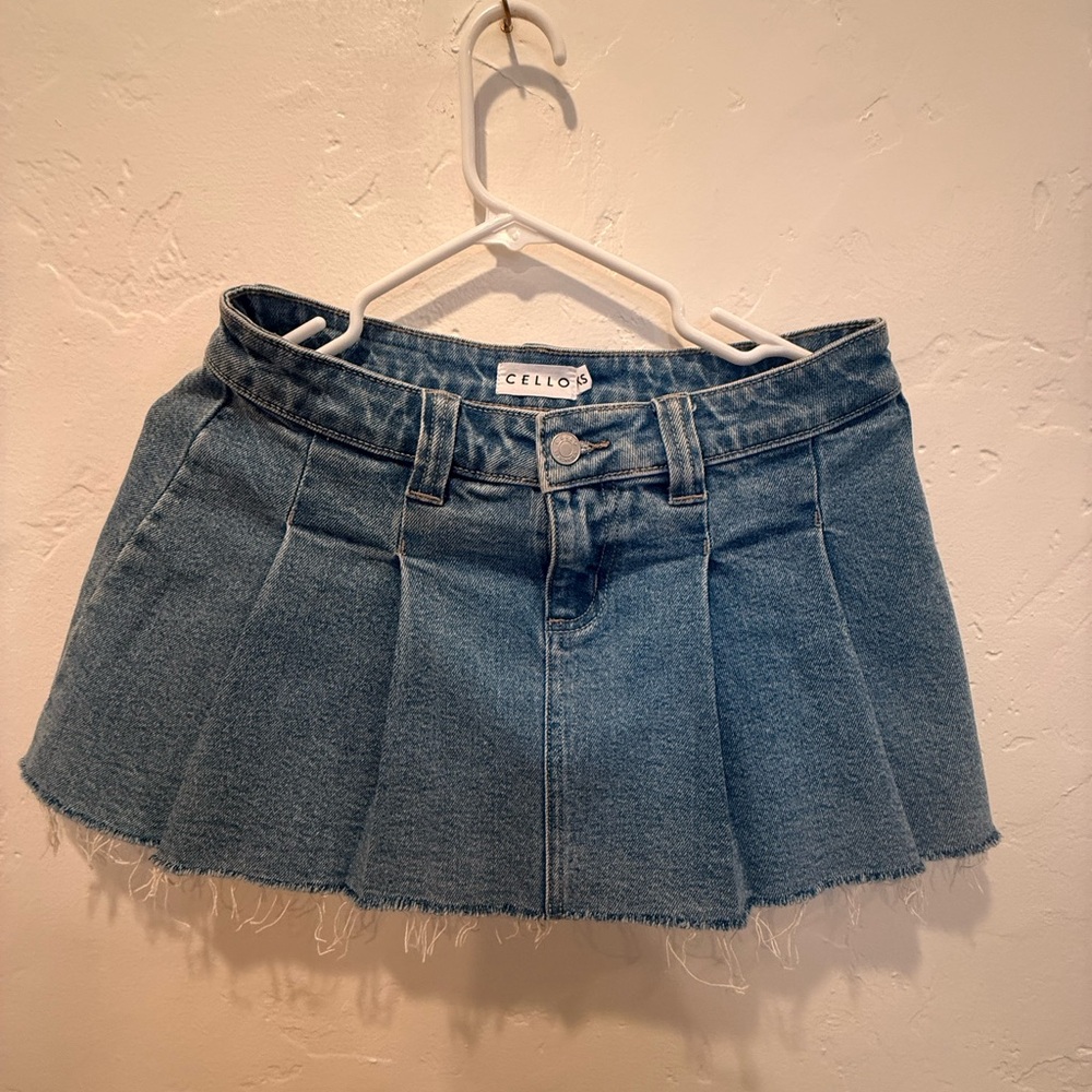 Cello Light Blue Pleated Mini Skirt